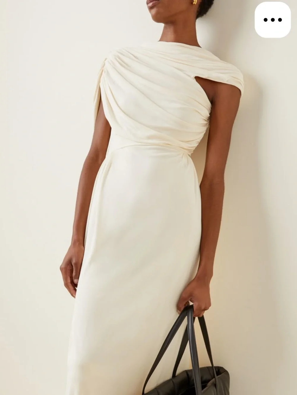 KHAITE Sloan Asymmetric Cream One-Shoulder Draped Maxi Dress - Picture 2 of 7